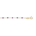 Bracelet en argent et dorure jaune cha&icirc;ne avec olives couleur violet transparent 15+3cm