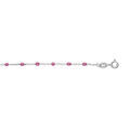 Bracelets sur Artemare : Bracelet en argent rhodi&eacute; cha&icirc;ne avec olives couleur framboise transparent 15+3cm