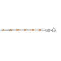Bracelet en argent rhodi&eacute; cha&icirc;ne avec olives couleur orange transparent 15+3cm Artemare