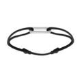 Bracelet en argent rhodi&eacute; cordon noir coulisant avec motif rectangulaire 9 x 20 x 2mm
