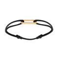 Bracelet en argent et dorure jaune cordon noir coulisant avec motif rectangulaire 9 x 20 x 2mm