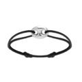 Bracelet en argent rhodi&eacute; cordon noir coulissant avec motif grain de caf&eacute; 12 x 16mm Artemare