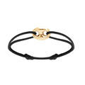 Bracelet en argent et dorure jaune cordon noir coulisant avec motif grain de caf&eacute; 12 x 16mm Artemare