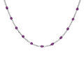 Collier en argent rhodi&eacute; cha&icirc;ne avec olives couleur violet transparent 40+5cm Artemare