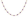 Colliers sur Artemare : Collier en argent et dorure jaune cha&icirc;ne avec olives couleur violet transparent 40+5cm