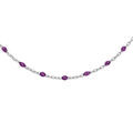 Collier Sautoir en argent rhodi&eacute; cha&icirc;ne avec olives couleur violet transparent 60+10cm Artemare