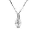 Collier en argent rhodi&eacute; cha&icirc;ne avec pendentif goutte d'oxyde blanc et drap&eacute; avec oxydes blancs sertis 42+3cm Artemare
