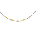 Colliers sur Artemare : Collier Sautoir en argent rhodi&eacute; cha&icirc;ne avec olives couleur jaune tansparent 60+10cm