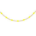 Colliers sur Artemare : Collier en argent et dorure jaune cha&icirc;ne avec olives couleur jaune fluo 40+5cm