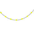 Collier Sautoir en argent rhodi&eacute; cha&icirc;ne avec olives couleur jaune fluo 60+10cm Artemare