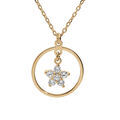 Colliers sur Artemare : Collier en argent et dor&eacute; cha&icirc;ne avec pendentif anneau suspendu et &eacute;toile en oxydes blancs 40+5cm