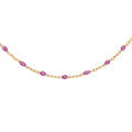 Colliers sur Artemare : Collier en argent et dorure jaune cha&icirc;ne avec olives couleur framboise translucide 40+5cm