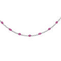 Colliers sur Artemare : Collier Sautoir en argent rhodi&eacute; cha&icirc;ne avec olives couleur framboise transparent 60+10cm