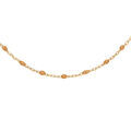 Collier en argent et dorure jaune cha&icirc;ne avec olives couleur orange transparent 40+5cm