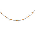 Collier Sautoir en argent rhodi&eacute; cha&icirc;ne avec olives couleur orange transparent 60+10cm Artemare