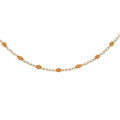 Collier Sautoir en argent et dorure jaune cha&icirc;ne avec olives couleur orange transparent 60cm+10cm Artemare