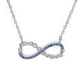Colliers sur Artemare : Collier en argent rhodi&eacute; cha&icirc;ne avec pendentif infini et oxydes bleus 44cm r&eacute;glable 42 et 40