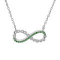 Colliers sur Artemare : Collier en argent rhodi&eacute; cha&icirc;ne avec pendentif infini et oxydes verts 44cm r&eacute;glable 42 et 40