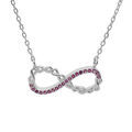 Colliers sur Artemare : Collier en argent rhodi&eacute; cha&icirc;ne avec pendentif infini et oxydes roses 44cm r&eacute;glable 42 et 40