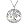 Collier en argent rhodi&eacute; cha&icirc;ne avec pendentif arbre de vie pampilles coeurs dor&eacute; 44cm r&eacute;glable 42 et 40 Artemare