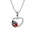 Collier enfant en argent rhodi&eacute; cha&icirc;ne avec pendentif coeur et coccinelle 36+2cm