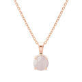 Collier en argent rose cha&icirc;ne avec pendentif pierre v&eacute;ritable Quartz rose 6.5mm 42+3cm