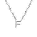 Collier en argent rhodi&eacute; cha&icirc;ne avec pendentif initiale F 5mm - 38+5cm Artemare