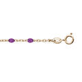 Cha&icirc;ne de cheville en argent et dorure jaune avec olives couleur violet transparent 23+3cm Artemare