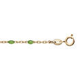 Chaine sur Artemare : Cha&icirc;ne de cheville en argent et dorure jaune avec olives couleur vert 23+3cm