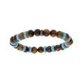 Bracelet extensible en acier avec boules Oeil de Tigre marron et rondelles Howlite