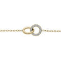 Bracelets sur Artemare : Bracelet en acier et PVD jaune cha&icirc;ne avec double anneaux 1 lisse et 1 oxydes blancs sertis 16+3cm