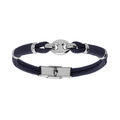 Bracelets sur Artemare : Bracelet en acier et cordon bleu avec grain de caf&eacute; au centre longueur 20cm r&eacute;glable