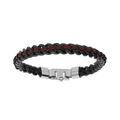 Bracelets sur Artemare : Bracelet en acier PVD noir maille gourmette 8mm et cuir bordeau 21cm