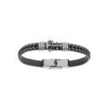 Bracelets sur Artemare : Bracelet junior en acier tissu noir et gris avec motif ancre marine 16.5cm