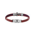 Bracelet junior en acier tissu rouge et bleu motif ancre marine 16.5cm r&eacute;glable Artemare