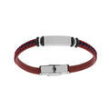 Bracelet junior en acier et cuir rouge plaque identit&eacute; &agrave; graver 16cm r&eacute;glable
