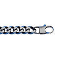 Chaine sur Artemare : Bracelet en acier maille gourmette 10mm PVD bross&eacute; aspect patin&eacute; chanfrein bleu longueur 21cm