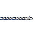 Chaine sur Artemare : Bracelet en acier maille 1+3 largeur 6mm avec PVD bross&eacute; aspect patin&eacute; chanfrein bleu longueur 19cm