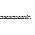 Chaine sur Artemare : Bracelet en acier maille 1+3 largeur 6mm avec PVD bross&eacute; aspect patin&eacute; chanfrein noir longueur 20.5cm