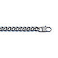 Bracelet en acier maille gourmette largeur 6mm avec PVD bross&eacute; aspect patin&eacute; chanfrein bleu longueur 19cm