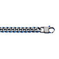 Chaine sur Artemare : Bracelet en acier maille gourmette largeur 8mm avec PVD bross&eacute; aspect patin&eacute; chanfrein bleu longueur 21cm