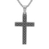 Collier en acier cha&icirc;ne avec pendentif croix &agrave; motif sur le recto verso 50+5cm