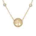 Collier en acier et PVD jaune avec infini, arbre de vie et oxydes blancs sertis 41+5cm
