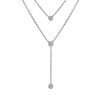 Collier en acier forme Y avec 3 oxydes blancs sertis 38+4cm