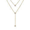 Collier en acier dor&eacute; forme cravate double rang avec 3 oxydes blancs sertis - 38+4cm