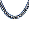 Chaine sur Artemare : Collier en acier maille gourmette largeur 8mm avec PVD bross&eacute; aspect patin&eacute; chanfrein bleu 55cm