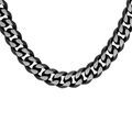 Collier en acier maille gourmette largeur 8mm avec PVD bross&eacute; aspect patin&eacute; chanfrein noir 55cm Artemare