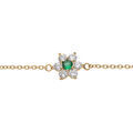 Bracelets sur Artemare : Bracelet en plaqu&eacute; or cha&icirc;ne avec marguerite oxydes centre vert fonc&eacute; et contour blancs sertis 16+2.5cm