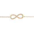 Bracelet en plaqu&eacute; or cha&icirc;ne avec symbole infini et oxydes blancs sertis 16+3cm
