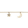 Bracelet en plaqu&eacute; or cha&icirc;ne avec pampilles lune et &eacute;toile oxydes blancs sertis 16+3cm Artemare